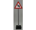 Verkehrsschild 105 Doppelkurve  zunächst links 1:16 Kunststoff Bruder bworld 62007